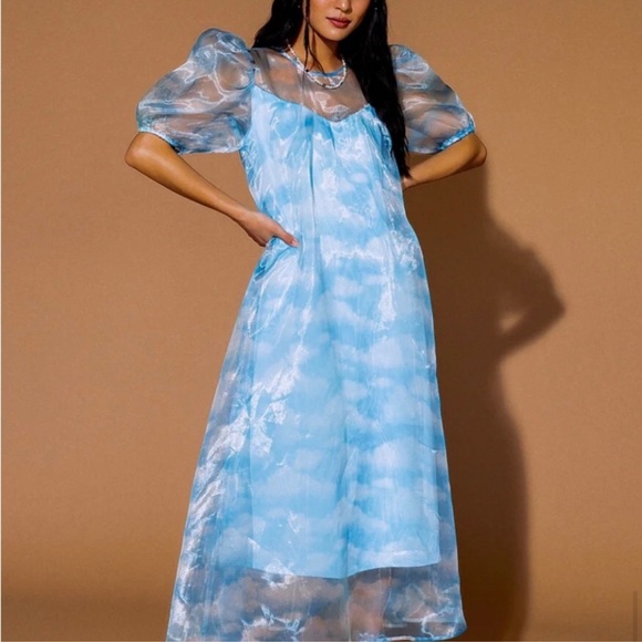 NWT Dressed in LALA Sky Cloud Organza Dress (M) - Picture 7 of 9